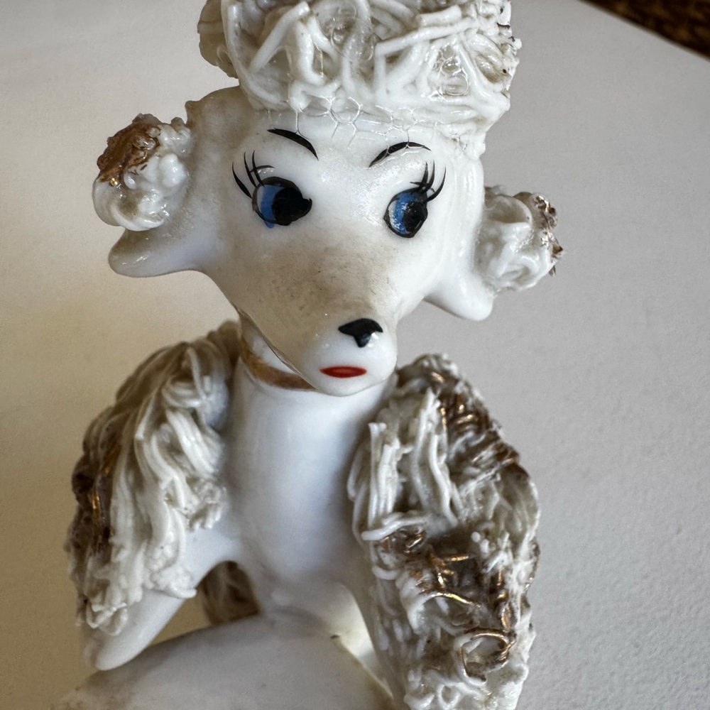1950’s Vintage spaghetti Poodle porcelain lipstick holder - Picture 3 of 13